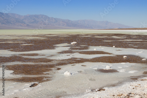 Lake Manly and salt flats at Badwater Basin in Death Valley National Park, California