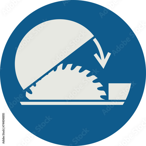 OBLIGATION SIGN PICTOGRAM, USE GUARD TO PROTECT FROM INJURY FROM THE TABLE SAW ISO 7010 – M031, VECTOR