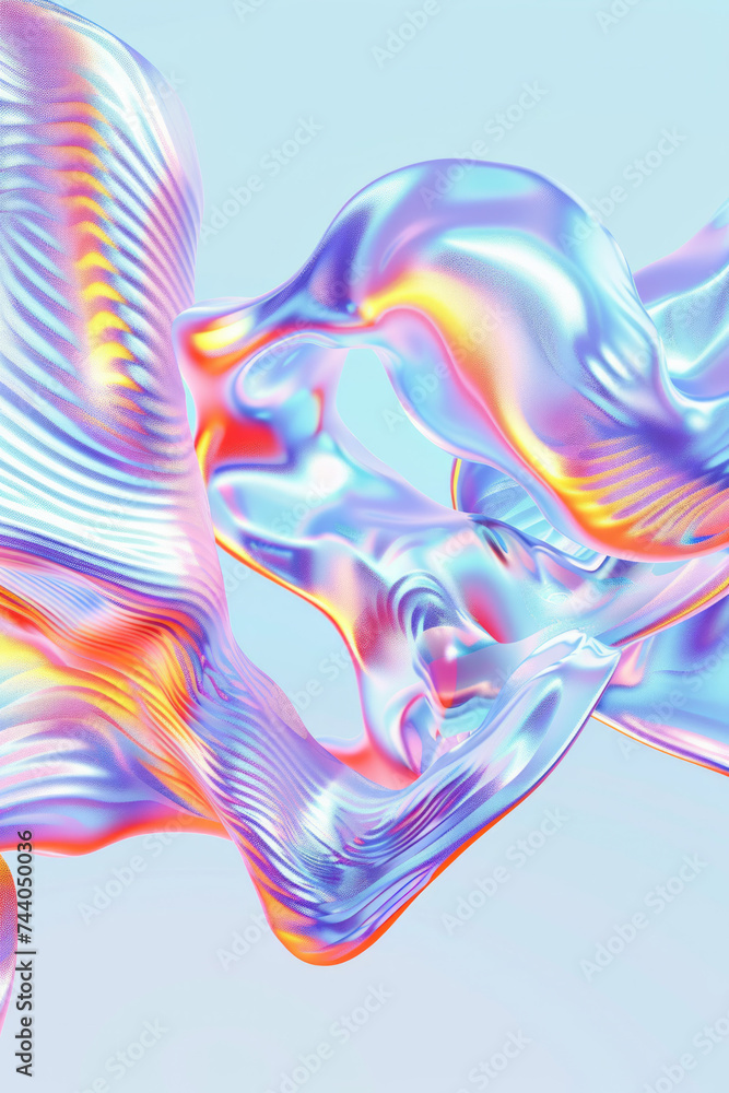 Abstract holographic 3d waves and transparent shapes flowing in space. Abstract holographic 3d waves and transparent shapes flowing in space.
