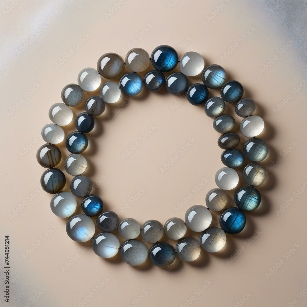 Light Beige Background with Gray and Blue Stone Circle Frame Light Beige Background with Gray and Blue Stone Circle Frame