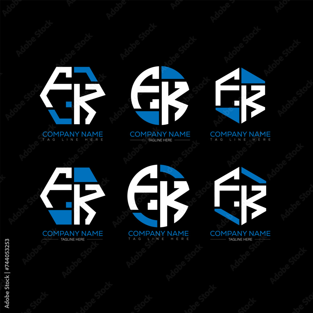 Obraz premium FK letter logo set design.FK monogram polygonal and circle shape vector. FK unique design. 