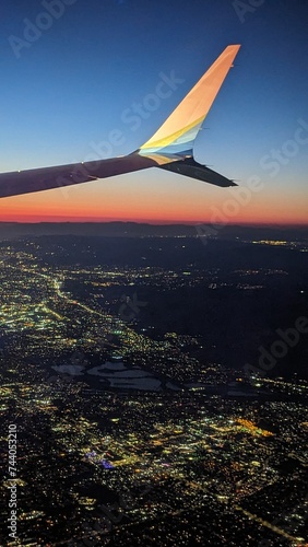 Photography breathtaking airplane window view of San Francisco