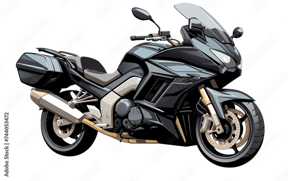 Sport Touring Motorcycle Isolated on Transparent Background PNG.