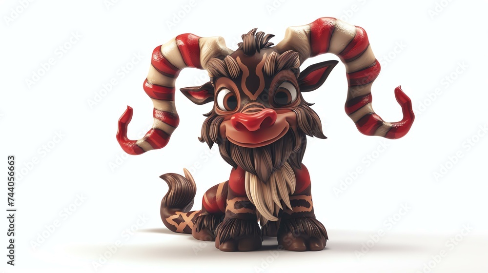 This is an image of a cute and cuddly creature with candy cane horns
