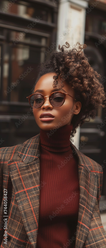 Showcase a stylish professional look with a turtleneck and blazer Showcase a stylish professional look with a turtleneck and blazer