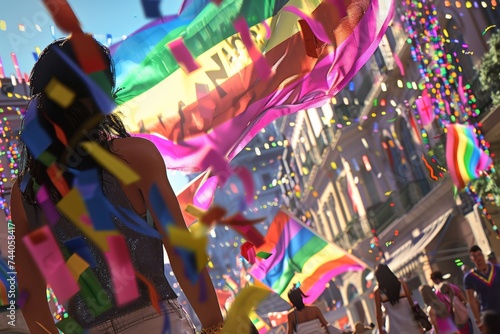 LGBTQ Pride ash gray. Rainbow piggy pink colorful gendered pronouns diversity Flag. Gradient motley colored chestnut LGBT rights parade festival allyship diverse gender illustration