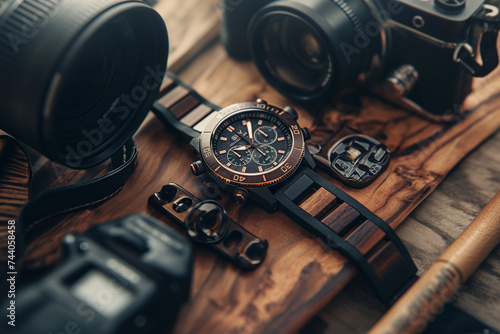 Beautiful modern watch to tell the hours, minutes and seconds and never waste time again. Modern and rustic wristwatch, high technology in branded watches