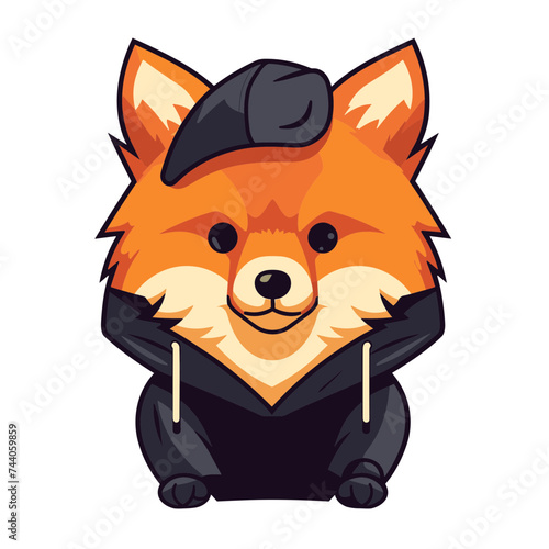 cartoon Pomeranian spitz stylish wearing  hoodie  vector illustration isolated transparent background logo, cut out or cutout t-shirt print design