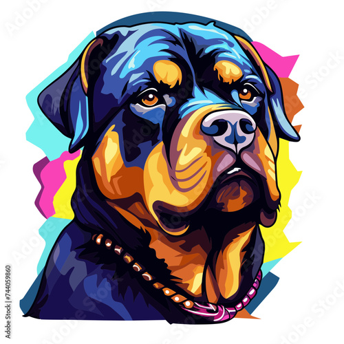 cartoon rapper rottweiler stylish wearing  hoodie  vector illustration isolated transparent background logo, cut out or cutout t-shirt print design