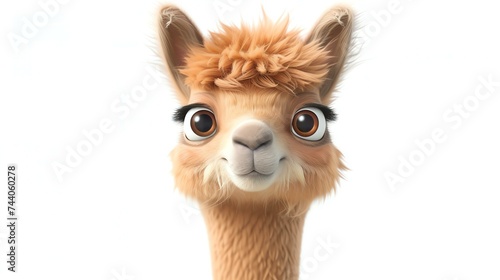 Cute 3D alpaca character with adorable expression, perfect for adding charm to any design project. Rendered on a clean white background. © Nijat
