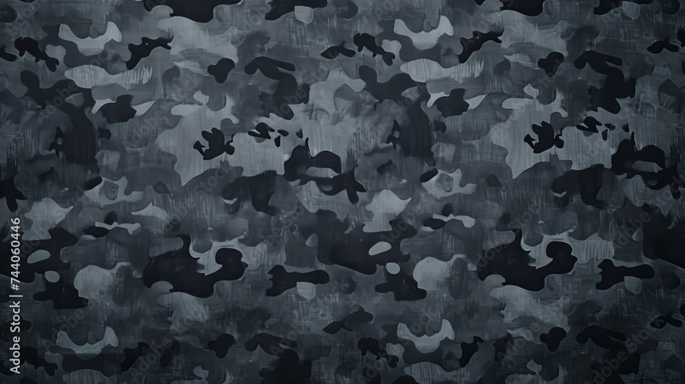 Military texture, dark background, trendy dark gray camouflage cloth, and camouflage pattern. - obrazy, fototapety, plakaty 