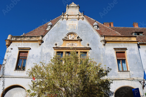 Main Post Office historical building on Mitropoliei Street and Post Street in Historic Center of Sibiu city, Romania photo