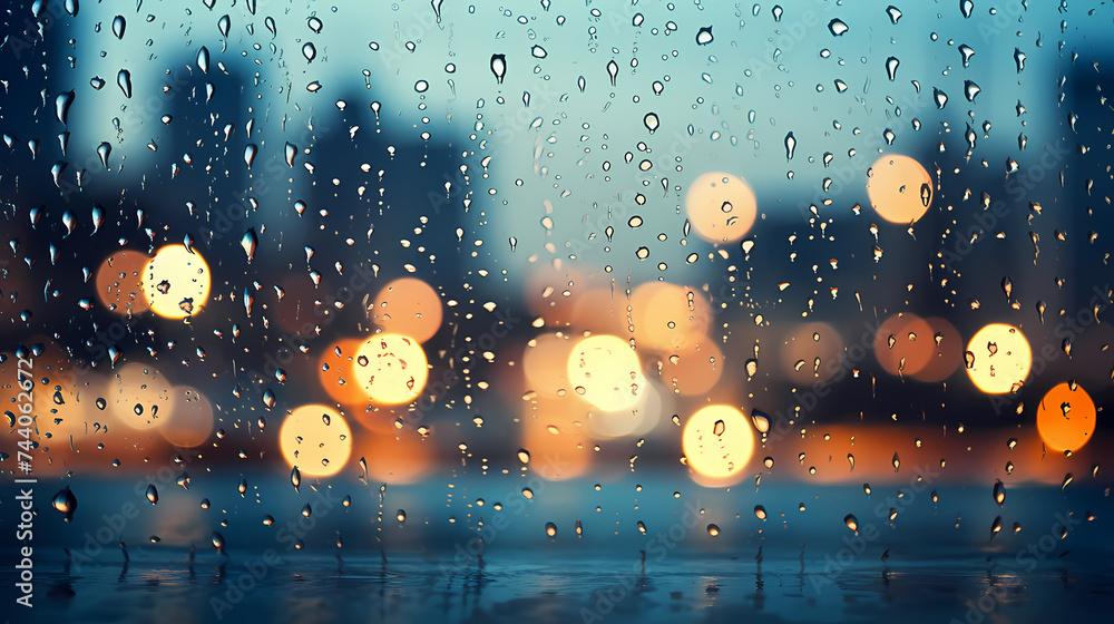 Fototapeta premium Rain drops falling on window background wallpaper