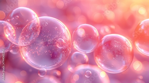  a bunch of soap bubbles floating on top of a blue and pink background with a lot of bubbles floating on the top of the bubbles and the bottom of the bubbles.
