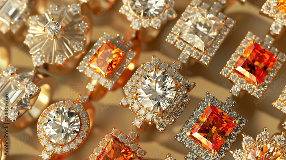 Fototapeta premium Collection of Luxury Diamond Rings