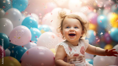 girl with balloons happy birthday party  holiday wallpaper smile © Volodymyr