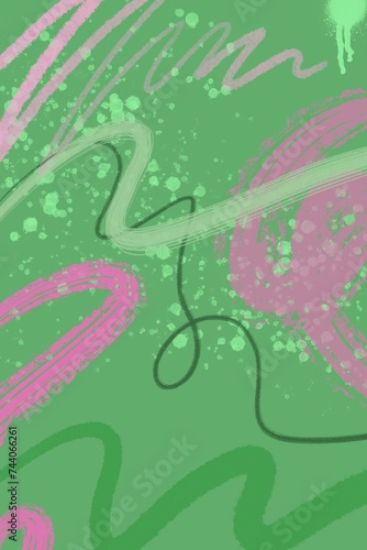Abstract design texture hand drawn green pink hand drawn illustration