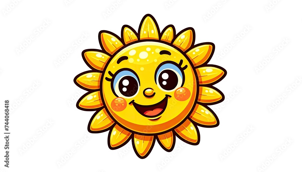 A cheerful sun with bright yellow rays, expressive eyes, and a wide grin, perfect for children's materials or lighthearted designs. AI Generated A cheerful sun with bright yellow rays, expressive eyes, and a wide grin, perfect for children's materials or lighthearted designs. AI Generated