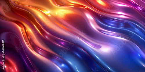colorful liquid chrome waves abstract background, glossy finish wallpaper