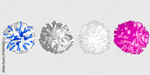 Set of Cheerleader Pom-Poms Vector Illustration