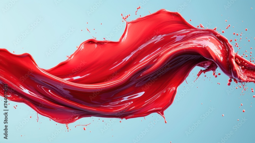 a close up of a red liquid splashing in the air with a blue sky in the background of the image and a blue sky in the background. a close up of a red liquid splashing in the air with a blue sky in the background of the image and a blue sky in the background.