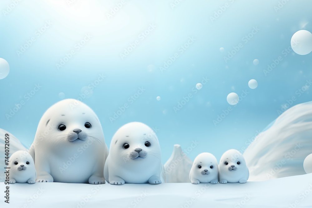 cute seal on blurred soft blue and white color background for cute and relax design cute seal on blurred soft blue and white color background for cute and relax design