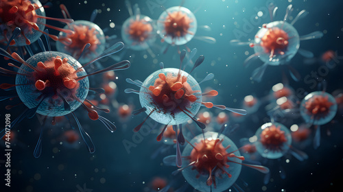 a 3d rendering of different cells in the ocean with color backgrounds