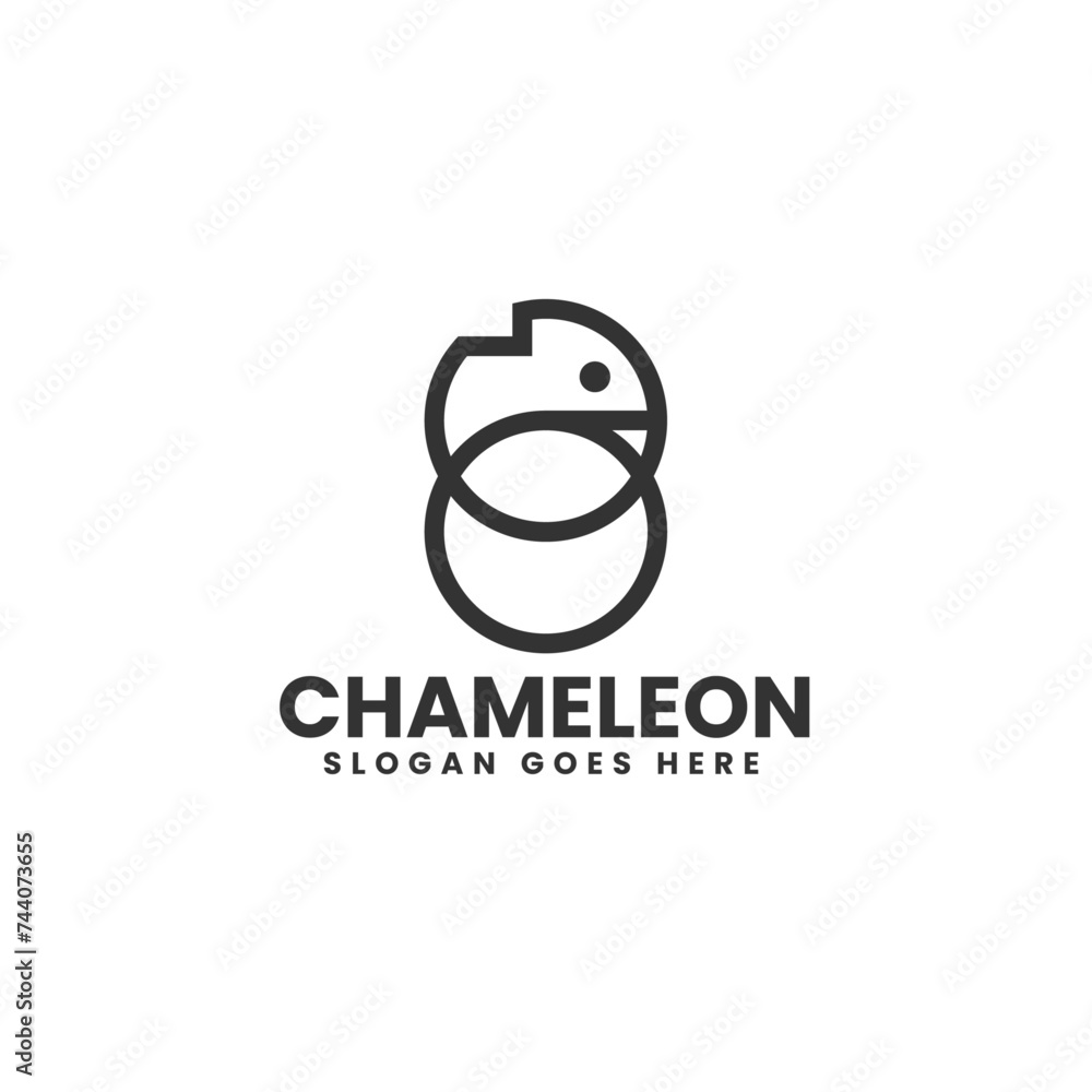 Vector Logo Illustration Chameleon Line Art Style Vector Logo Illustration Chameleon Line Art Style