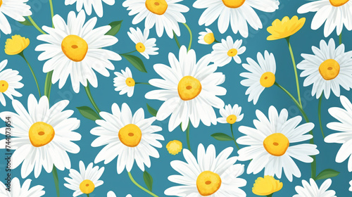 Seamless pattern with daisies Mixed small