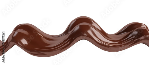3d render smooth chocolate swirl flow isolated on transparent background
