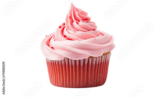Delicious Strawberry Swirl Cupcake Isolated on Transparent Background PNG.