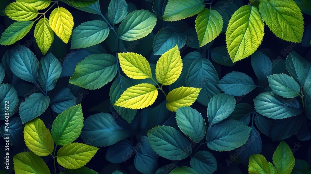 a close up of a bunch of leaves with green and yellow leaves on the top of the leaves and the bottom of the leaves on the bottom of the leaves.