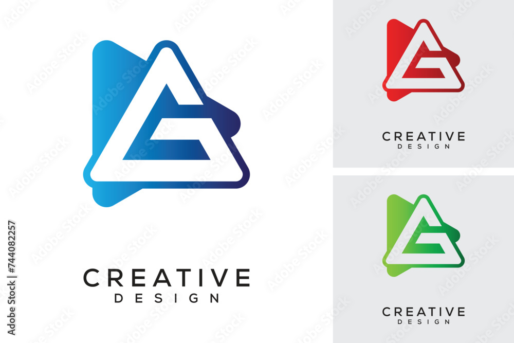 Letter G Play Button Logo Design Idea Letter G Play Button Logo Design Idea