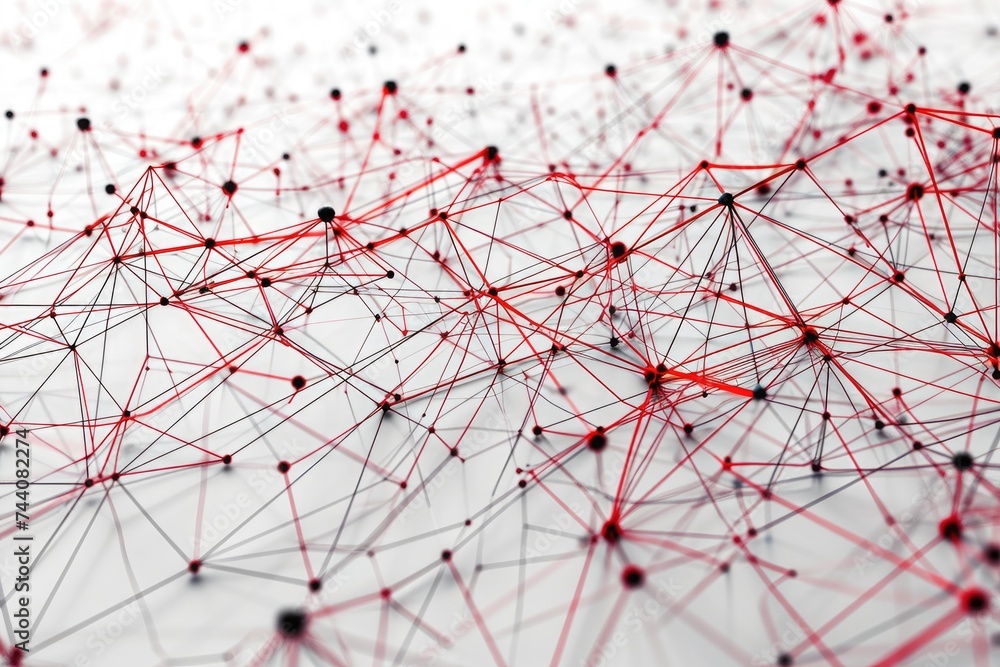 Y Pattern Network A detailed view of a red network pattern on a clean and white surface ...
