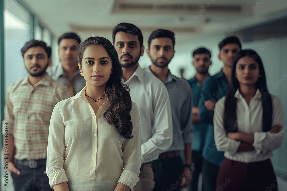 Group of sucessful indian tech employees in office Group of sucessful indian tech employees in office
