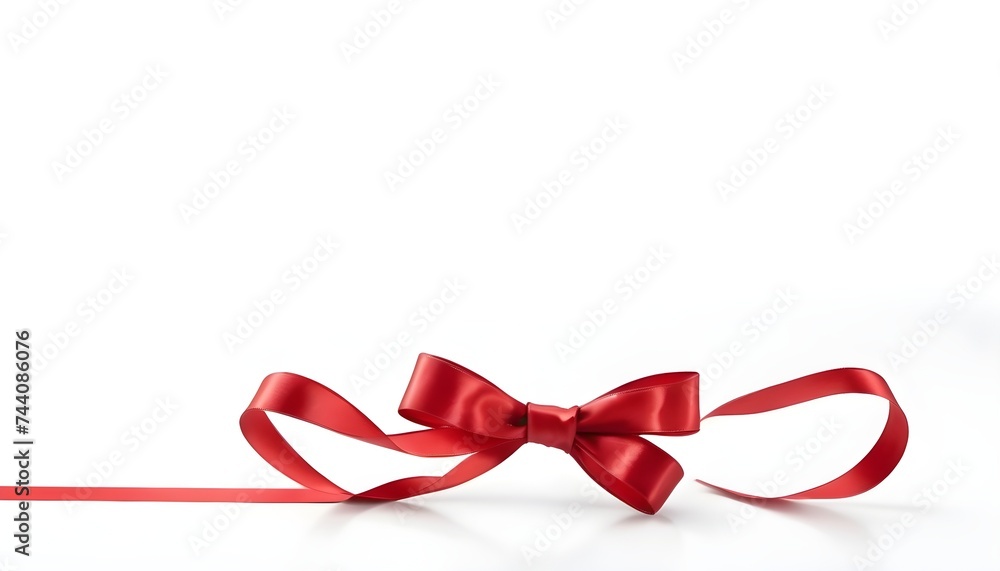 Red silk ribbon with bow on white background Red silk ribbon with bow on white background