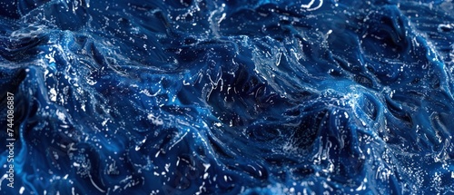 a close up view of a blue surface with water splashing on the surface and a number of small white dots on the top of the surface. photo