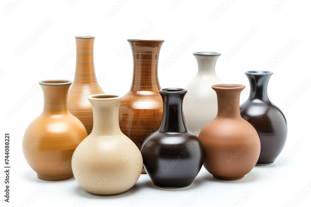 A set of three beautifully crafted ceramic vases, showcasing a blend of rich brown tones and exquisite design, perfect for modern home decor. A set of three beautifully crafted ceramic vases, showcasing a blend of rich brown tones and exquisite design, perfect for modern home decor.