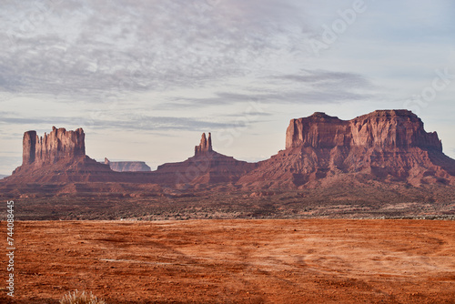 Monument Valley in the morning on a cold cloudy day