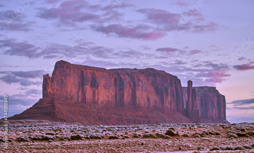 Monument Valley in the morning on a cold cloudy day
