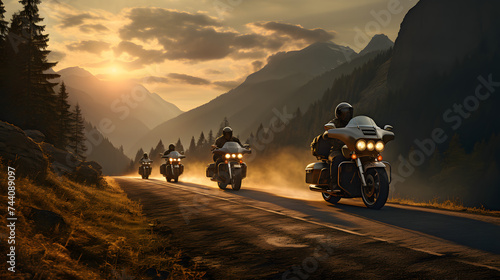 motorcyclists speeding down a mountain road