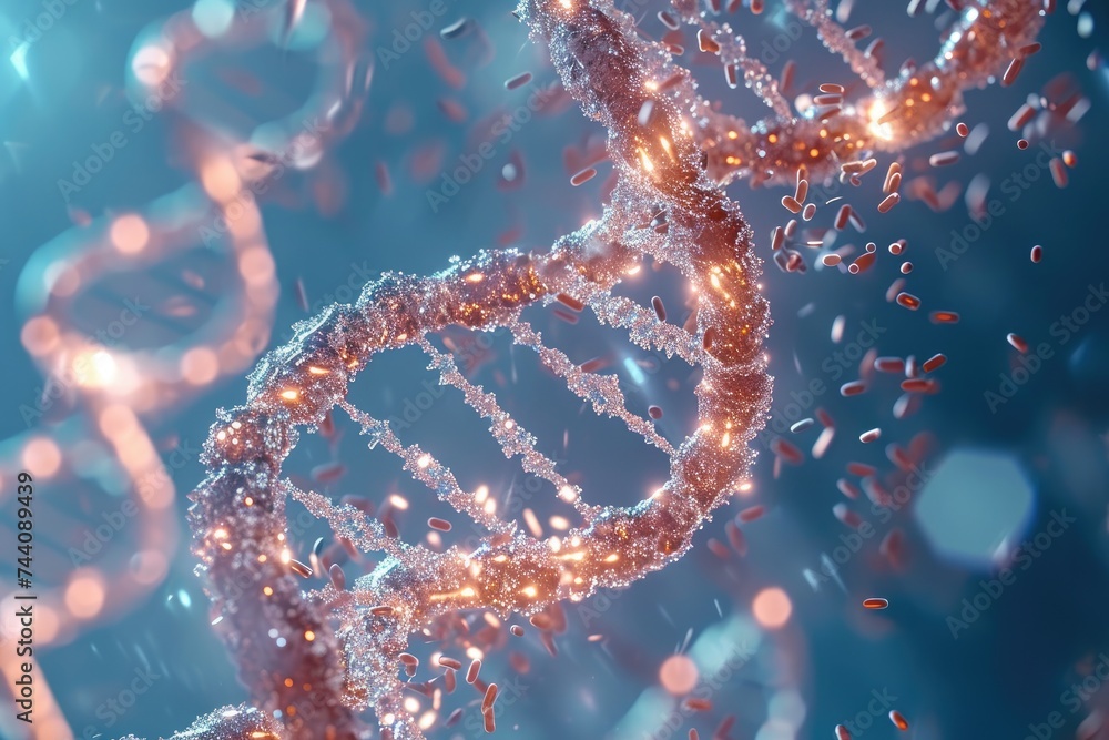 Dna Rel Pic This close-up photo showcases a double strand of glitter, capturing the ...