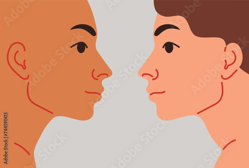 Bild auf Leinwand Multinational peoples portrait - mulatto and light skinned young men
