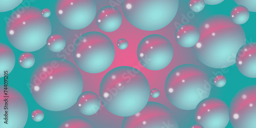 Photography Bubbles on a pink turquoise background