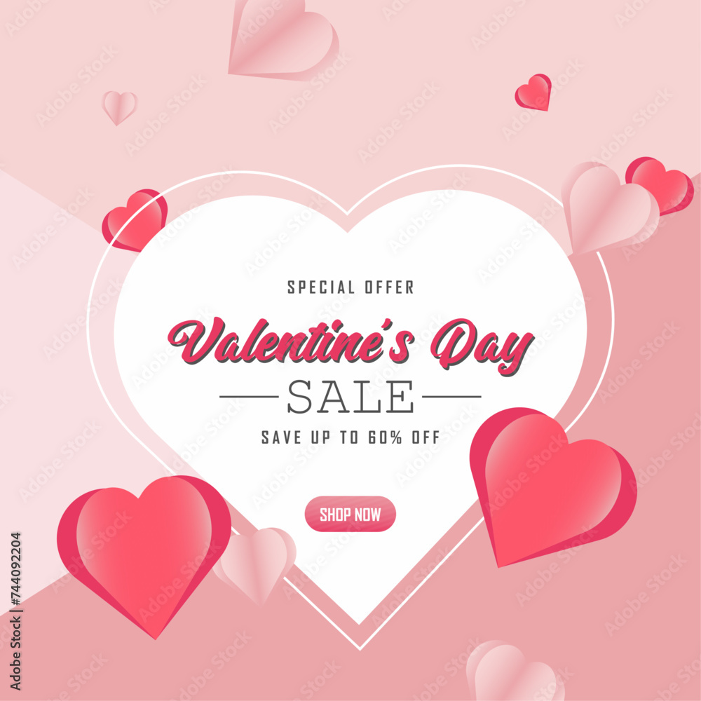 Love Letter Envelope Style Valentine's Day Special Sale Social Media Post Design Illustration