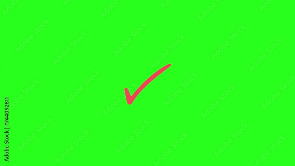 Animation of check mark icon. White and Green check mark on transparent