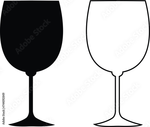 Wine glasses icons set simple symbol of bar, restaurant. isolated on transparent background. Various wine glass flat or line vector black silhouette collection for mobile concept and web design.