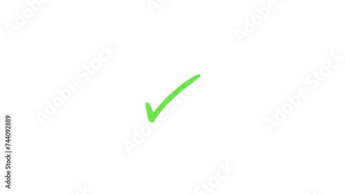 Animation of check mark icon. White and Green check mark on transparent background. Animation of check mark icon. White and Green check mark on transparent background.  photo