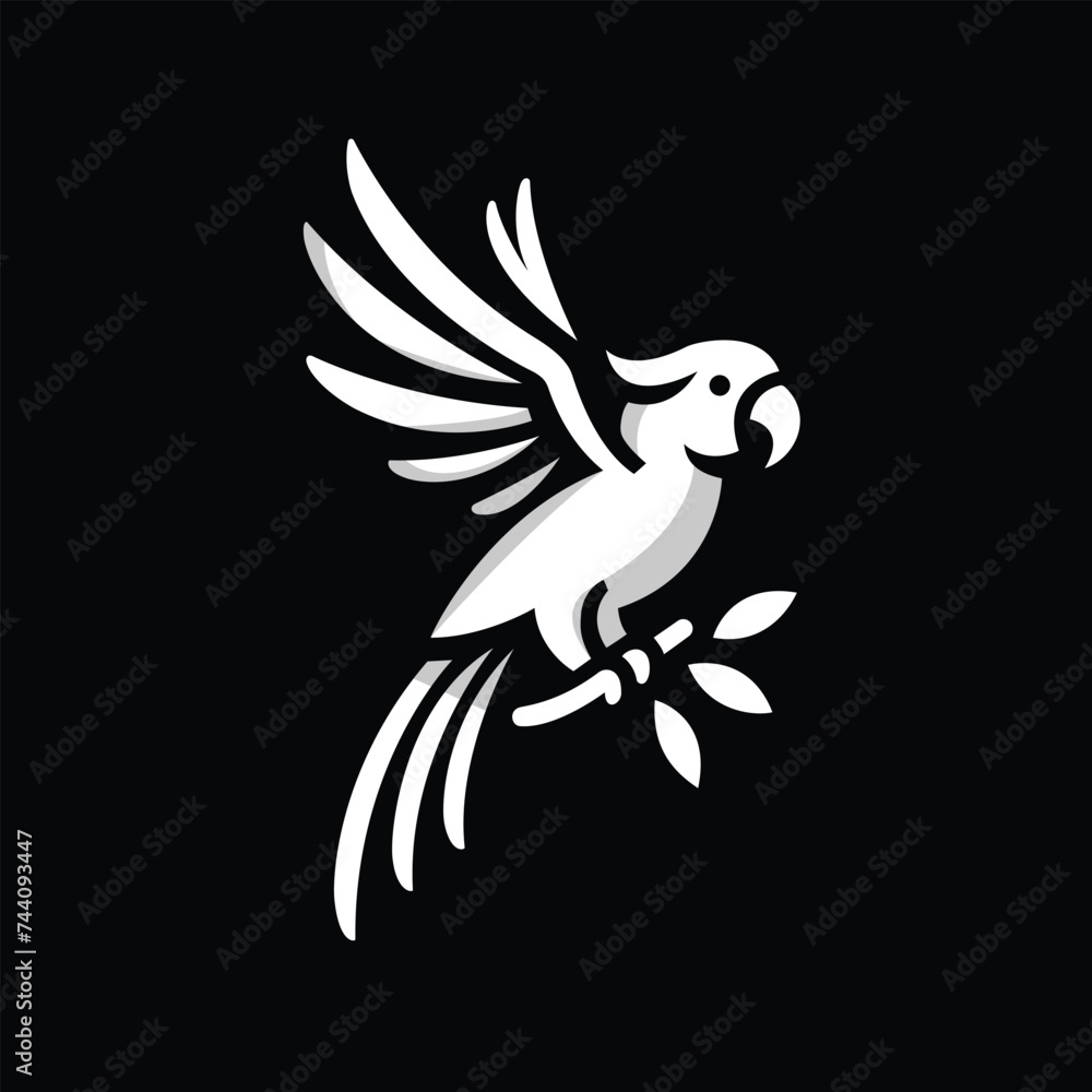 Obraz premium Black and White Macaw Vector Illustration