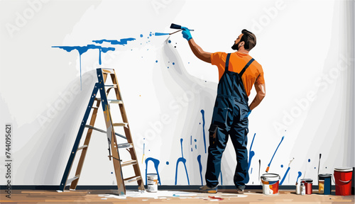 Un hombre pintando una pared